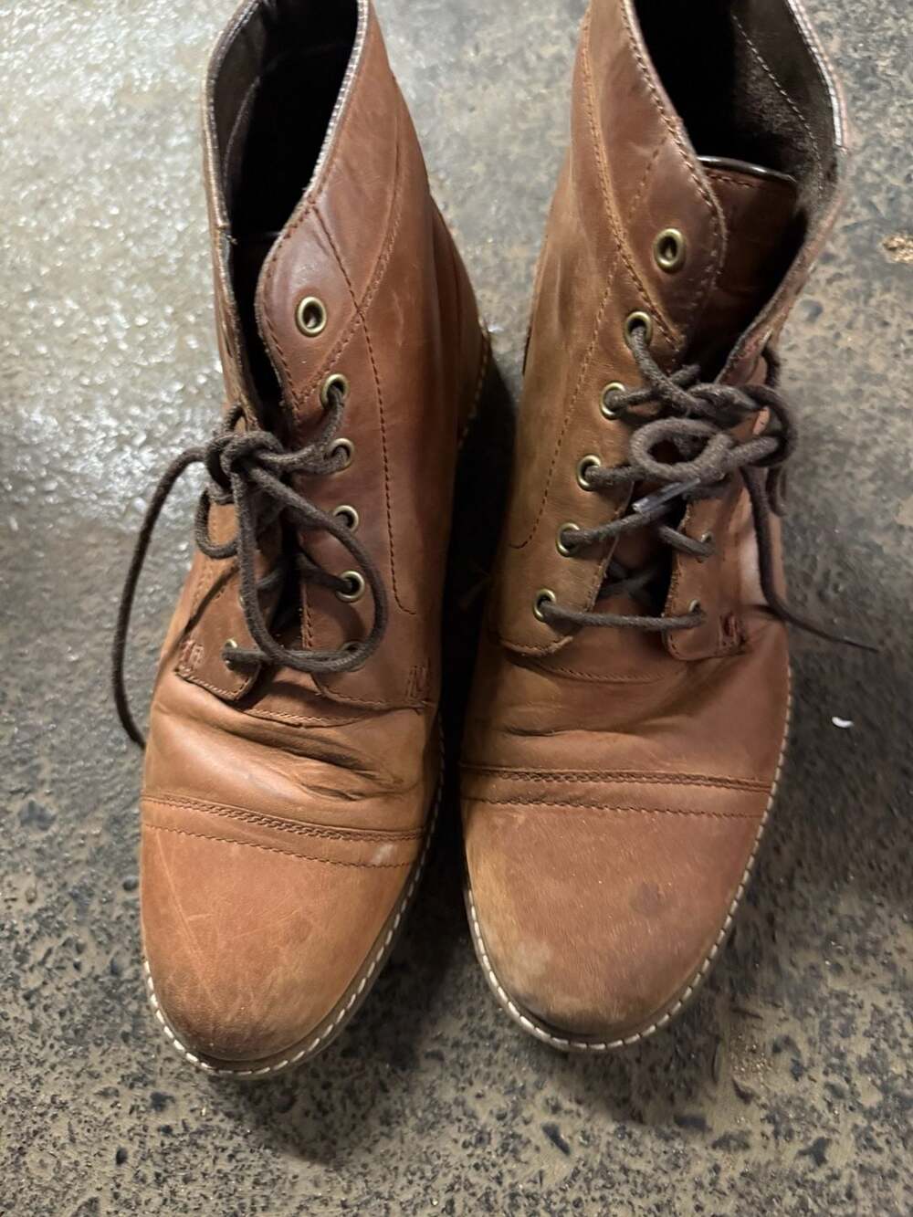 Cole Haan Leather Cap Toe Boot Size 9M Brown Lace Up